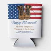 軍隊退職軍アメリカ国旗のブーツパーティー 缶クーラー (正面)