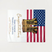 軍隊退職軍ブーツUSAアメリカ国旗 タペストリー (正面(横))