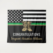 軍隊退職金の薄い緑のライン旗軍 タペストリー (正面(横))