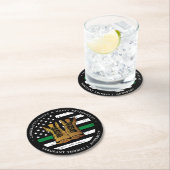 軍隊退職金の薄い緑のライン旗軍 ラウンドペーパーコースター (インサイチュ)