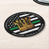 軍隊退職金の薄い緑のライン旗軍 ラウンドペーパーコースター (アングル)