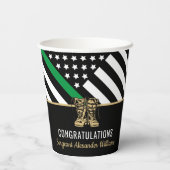 軍隊退職金の薄い緑のライン旗軍 紙コップ (裏面)