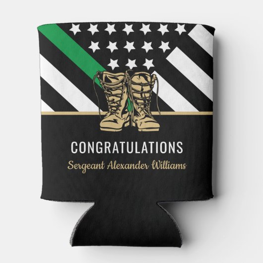 軍隊退職金の薄い緑のライン旗軍 缶クーラー (裏面)