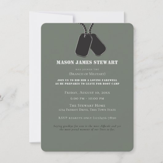 軍隊送信オフドッグタグフォト招待状 招待状 (正面)