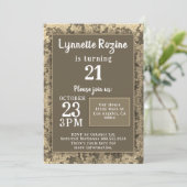 軍隊金ゴールドカモフラージュグリッターバースデーパーティー 招待状 (スタンド正面)