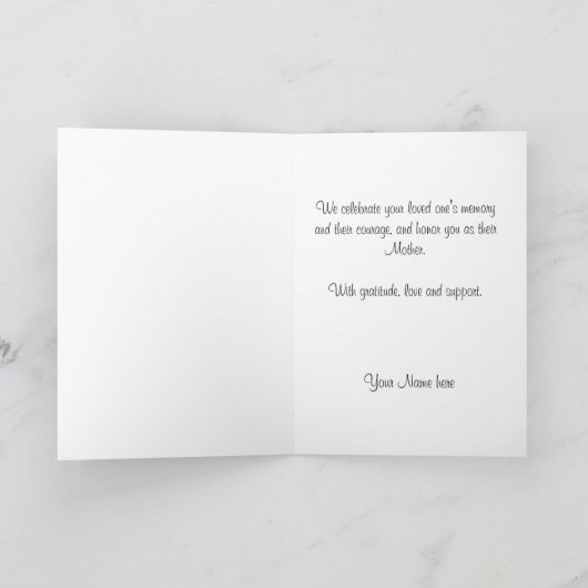 軍隊金ゴールドスターマザーズデイカード カード (内部)