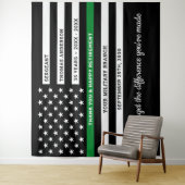 軍隊除パーソナライズされた退用薄い緑の線 タペストリー (インサイチュ)