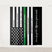 軍隊除パーソナライズされた退用薄い緑の線 タペストリー (正面)