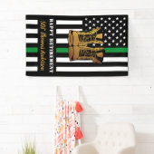 軍隊除パーソナライズされた退用薄い緑の線 横断幕 (インサイチュ)