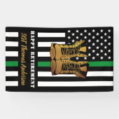 軍隊除パーソナライズされた退用薄い緑の線 横断幕 (横)