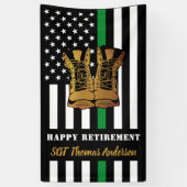 軍隊除パーソナライズされた退用薄い緑の線 横断幕 (縦)