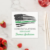 軍隊除・売却パーティー薄い緑の線フラグ スタンダードカクテルナプキン (インサイチュ)