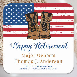 軍隊陸軍米国旗ブーツ退職パーティー スクエアペーパーコースター