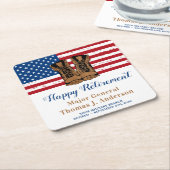 軍隊陸軍米国旗ブーツ退職パーティー スクエアペーパーコースター (アングル)