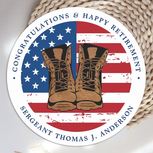 軍隊陸軍米国旗ブーツ退職パーティー ラウンドシール