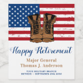 軍隊陸軍米国旗ブーツ退職パーティー ワインラベル (シングルラベル)