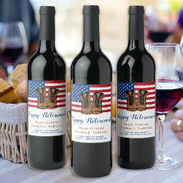 軍隊陸軍米国旗ブーツ退職パーティー ワインラベル