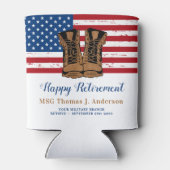 軍隊陸軍米国旗ブーツ退職パーティー 缶クーラー (裏面)