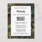 軍隊陸軍USA国旗の誕生日招待状 ポストカード (正面)