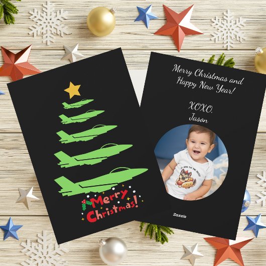 軍隊飛行機のクリスマスツリー，写真 シーズンカード