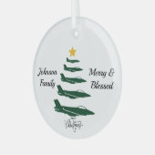 軍隊飛行機クリスマスツリーシンプル、カスタム ガラスオーナメント (正面左)
