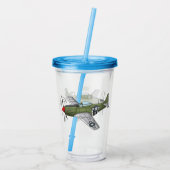 軍隊飛行機漫画イラストレーション アクリルタンブラー (裏面)