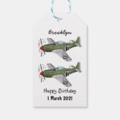 軍隊飛行機漫画イラストレーション ギフトタグ (裏面)