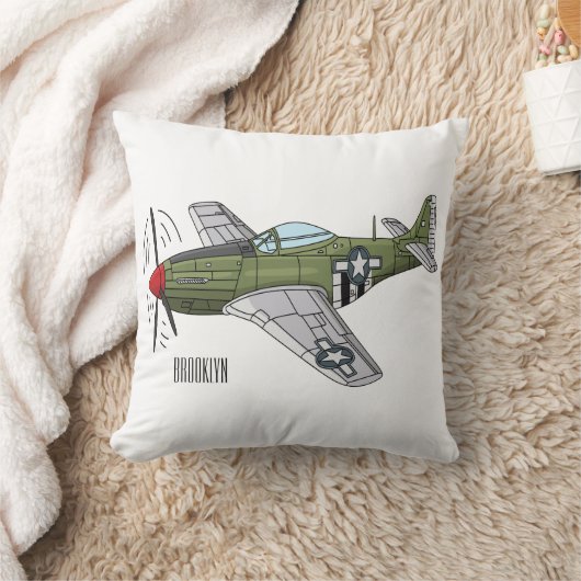 軍隊飛行機漫画イラストレーション クッション (ブランケット)