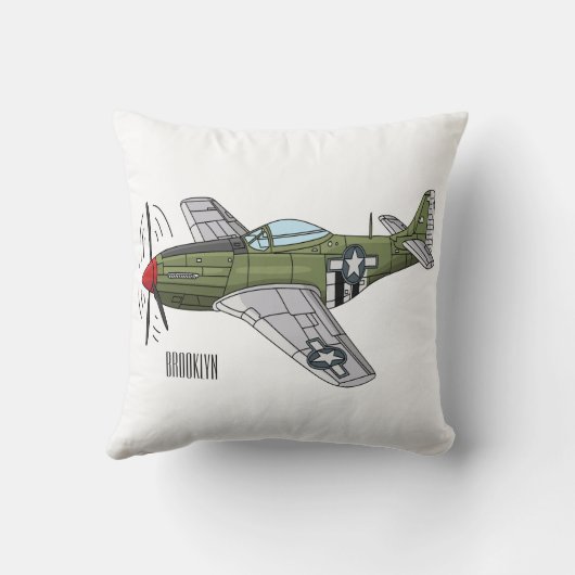 軍隊飛行機漫画イラストレーション クッション (裏面)