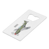 軍隊飛行機漫画イラストレーション クレジットカード栓抜き (正面アングル)