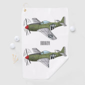 軍隊飛行機漫画イラストレーション ゴルフタオル (インサイチュ)