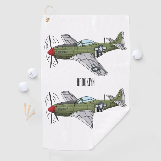 軍隊飛行機漫画イラストレーション ゴルフタオル (インサイチュ)