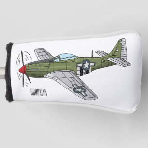 軍隊飛行機漫画イラストレーション ゴルフヘッドカバー