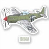 軍隊飛行機漫画イラストレーション シール (正面)
