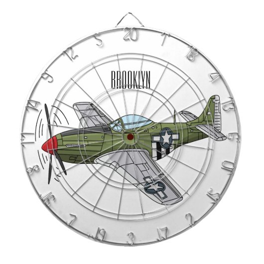 軍隊飛行機漫画イラストレーション ダーツボード (正面)