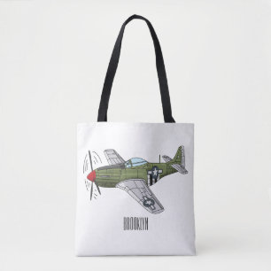 軍隊飛行機漫画イラストレーション トートバッグ