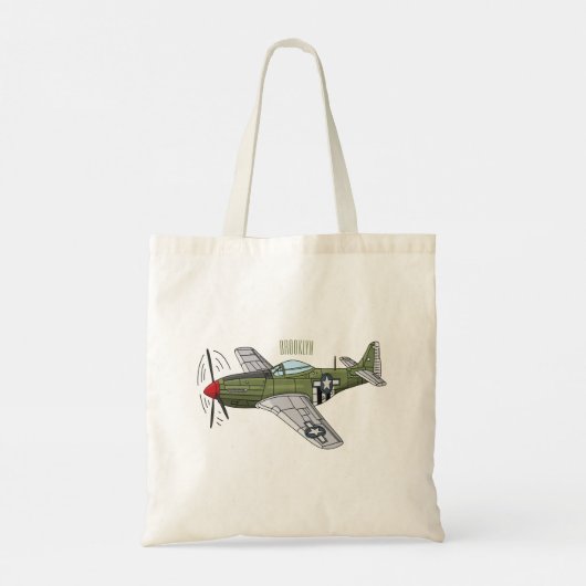 軍隊飛行機漫画イラストレーション トートバッグ (裏面)