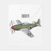 軍隊飛行機漫画イラストレーション フリースブランケット (正面)