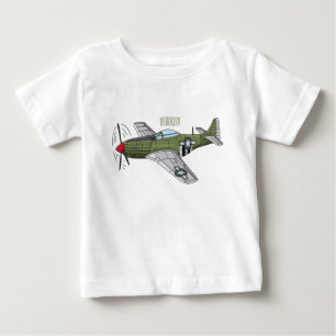軍隊飛行機漫画イラストレーション ベビーTシャツ