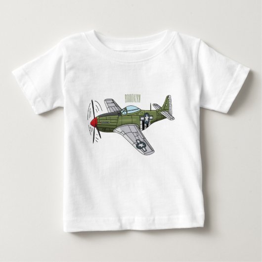 軍隊飛行機漫画イラストレーション ベビーTシャツ (正面)