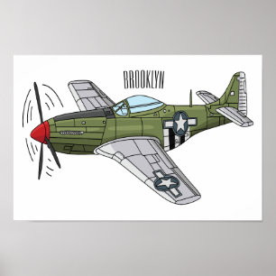 軍隊飛行機漫画イラストレーション ポスター