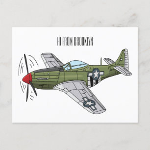 軍隊飛行機漫画イラストレーション ポストカード