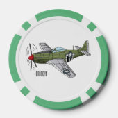 軍隊飛行機漫画イラストレーション ポーカーチップ (裏面)