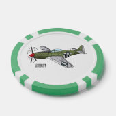 軍隊飛行機漫画イラストレーション ポーカーチップ (シングル)