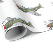 軍隊飛行機漫画イラストレーション ラッピングペーパー (ロールコーナー)
