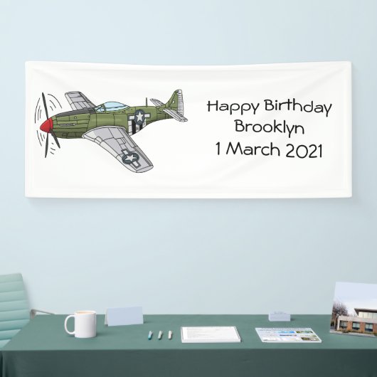 軍隊飛行機漫画イラストレーション 横断幕 (トレードショー)