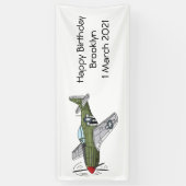 軍隊飛行機漫画イラストレーション 横断幕 (縦)