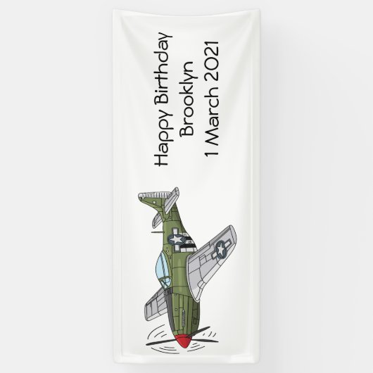 軍隊飛行機漫画イラストレーション 横断幕 (縦)