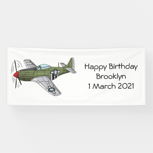 軍隊飛行機漫画イラストレーション 横断幕 (横)