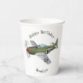 軍隊飛行機漫画イラストレーション 紙コップ (裏面)